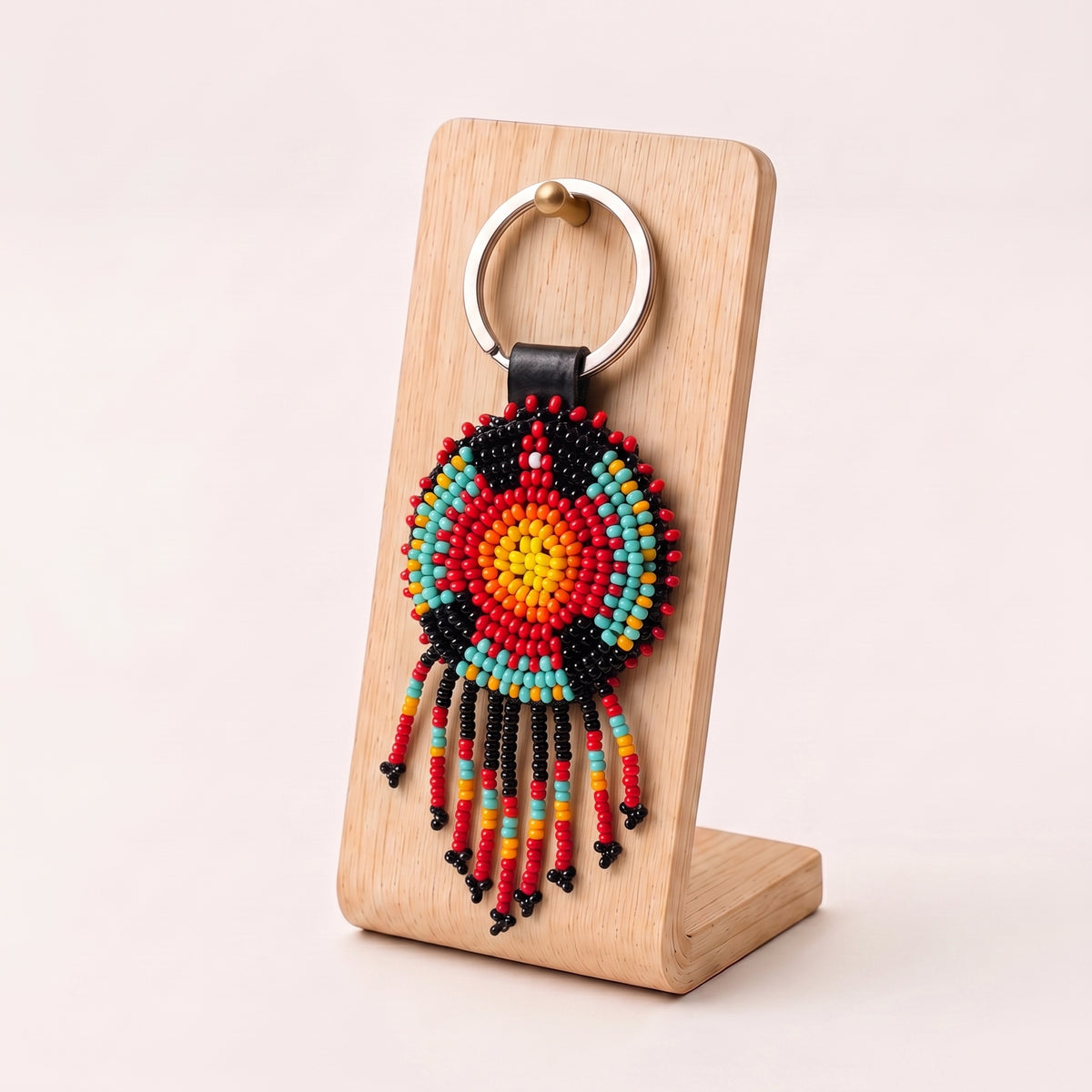 SOLAR - Beaded Leather Keychain