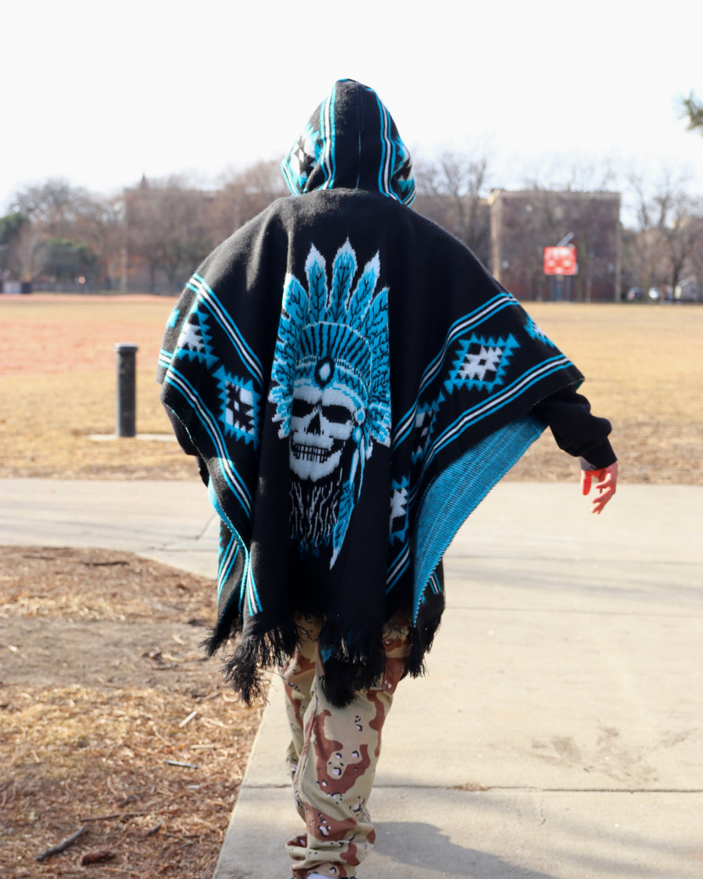 WARRIOR SKULL - Brushed Wool Poncho