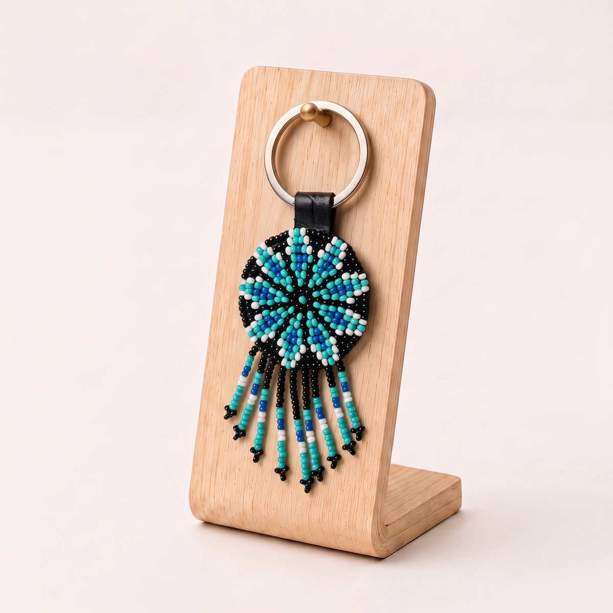 GLACIER - Beaded Leather Keychain