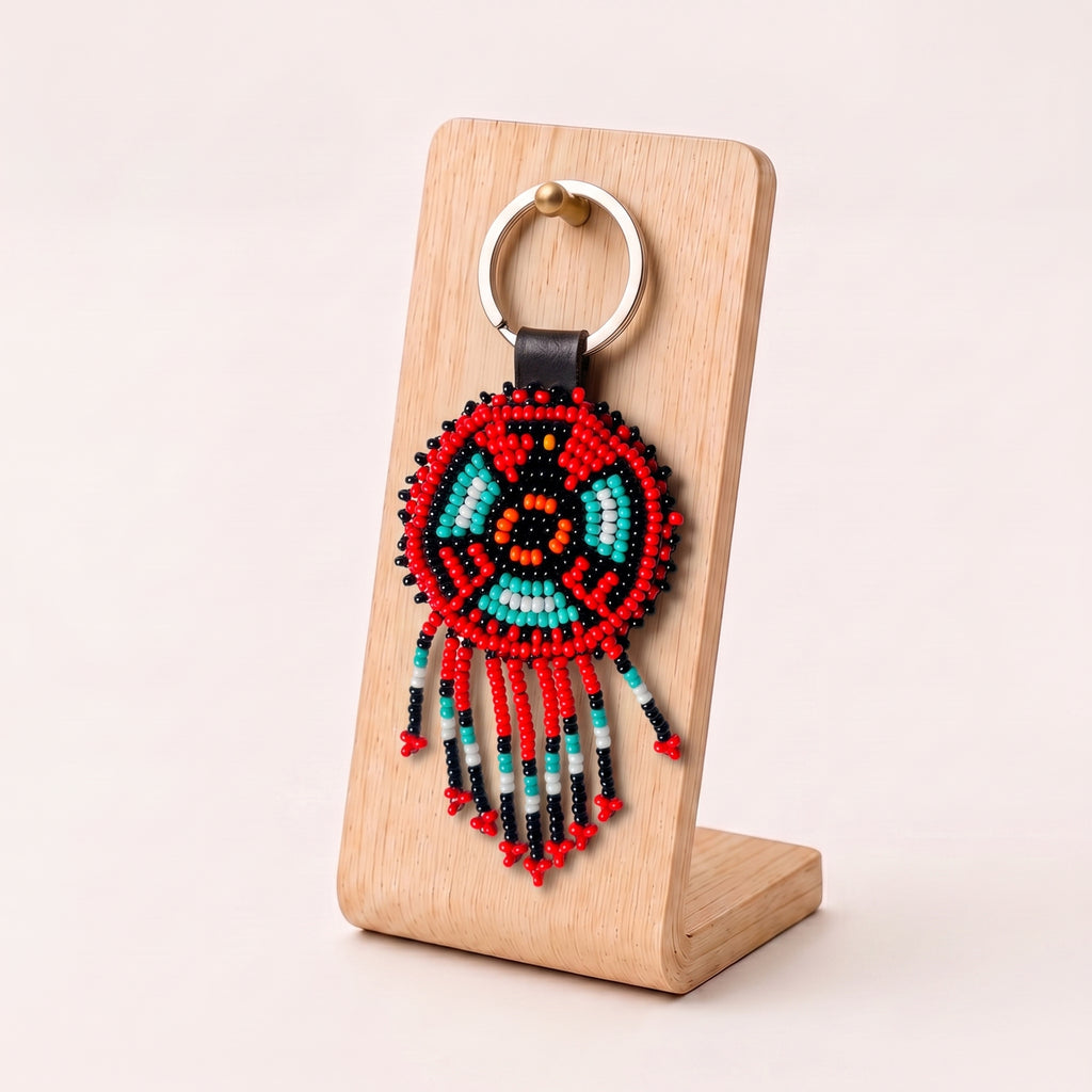 SCARLET - Beaded Leather Keychain