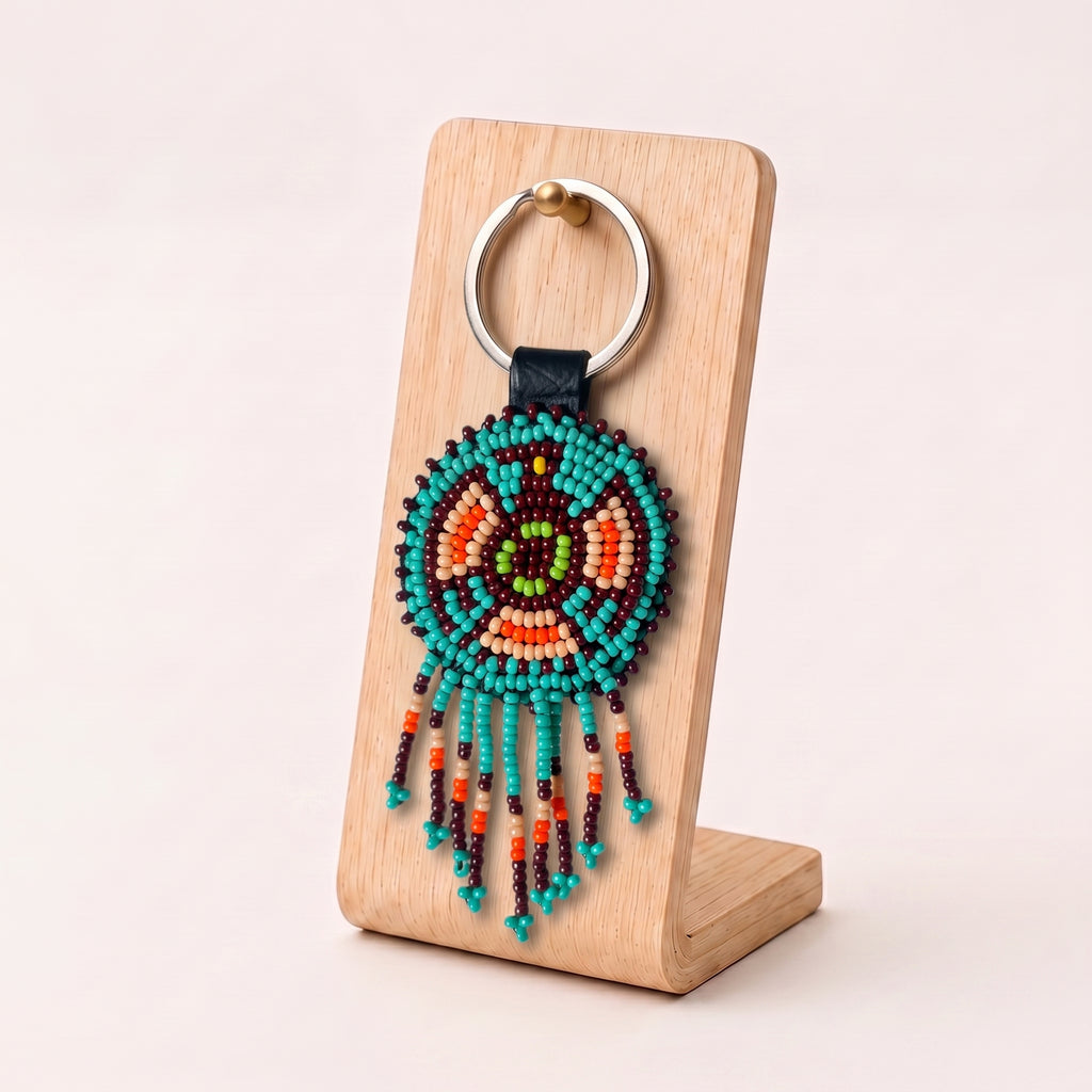 SCARLET - Beaded Leather Keychain