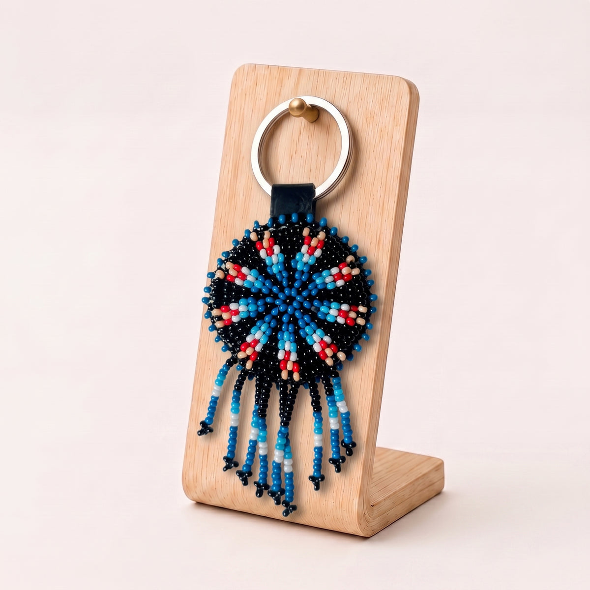 MIDNIGHT - Beaded Leather Keychain