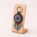 BURGUNDY - Beaded Leather Keychain