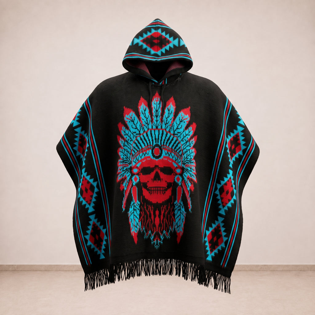 WARRIOR SKULL - Brushed Wool Poncho