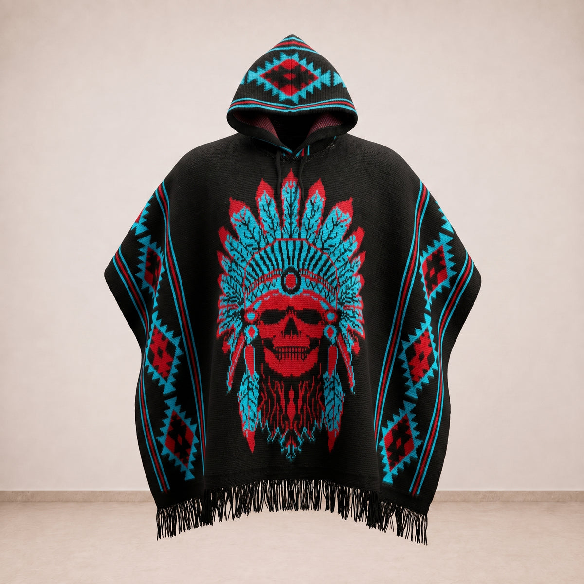 WARRIOR SKULL - Brushed Wool Poncho