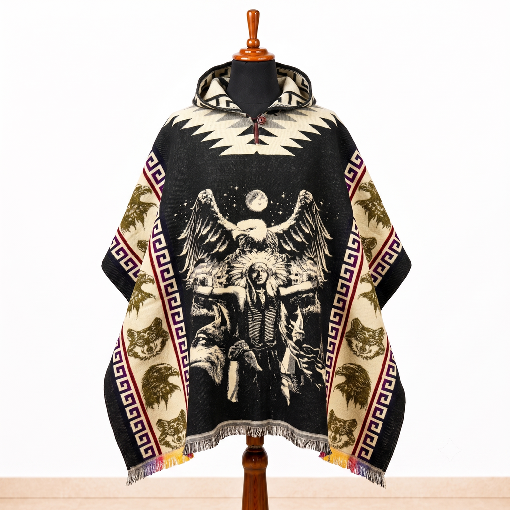 SHAMAN - Hooded Alpaca Wool Poncho