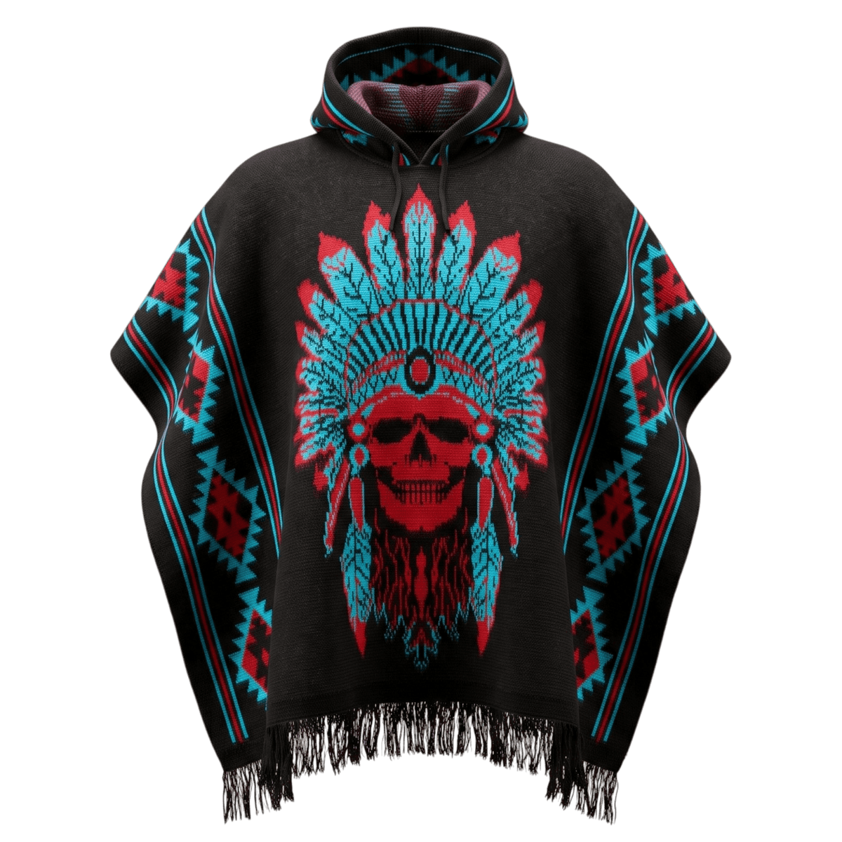 WARRIOR SKULL - Brushed Wool Poncho