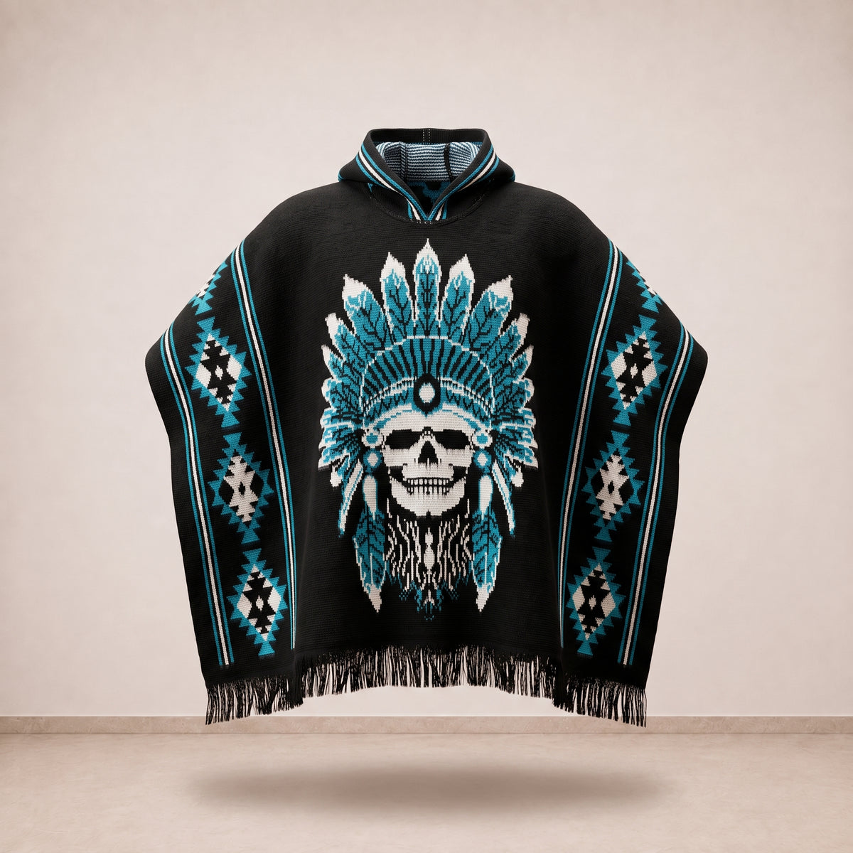 WARRIOR SKULL - Brushed Wool Poncho