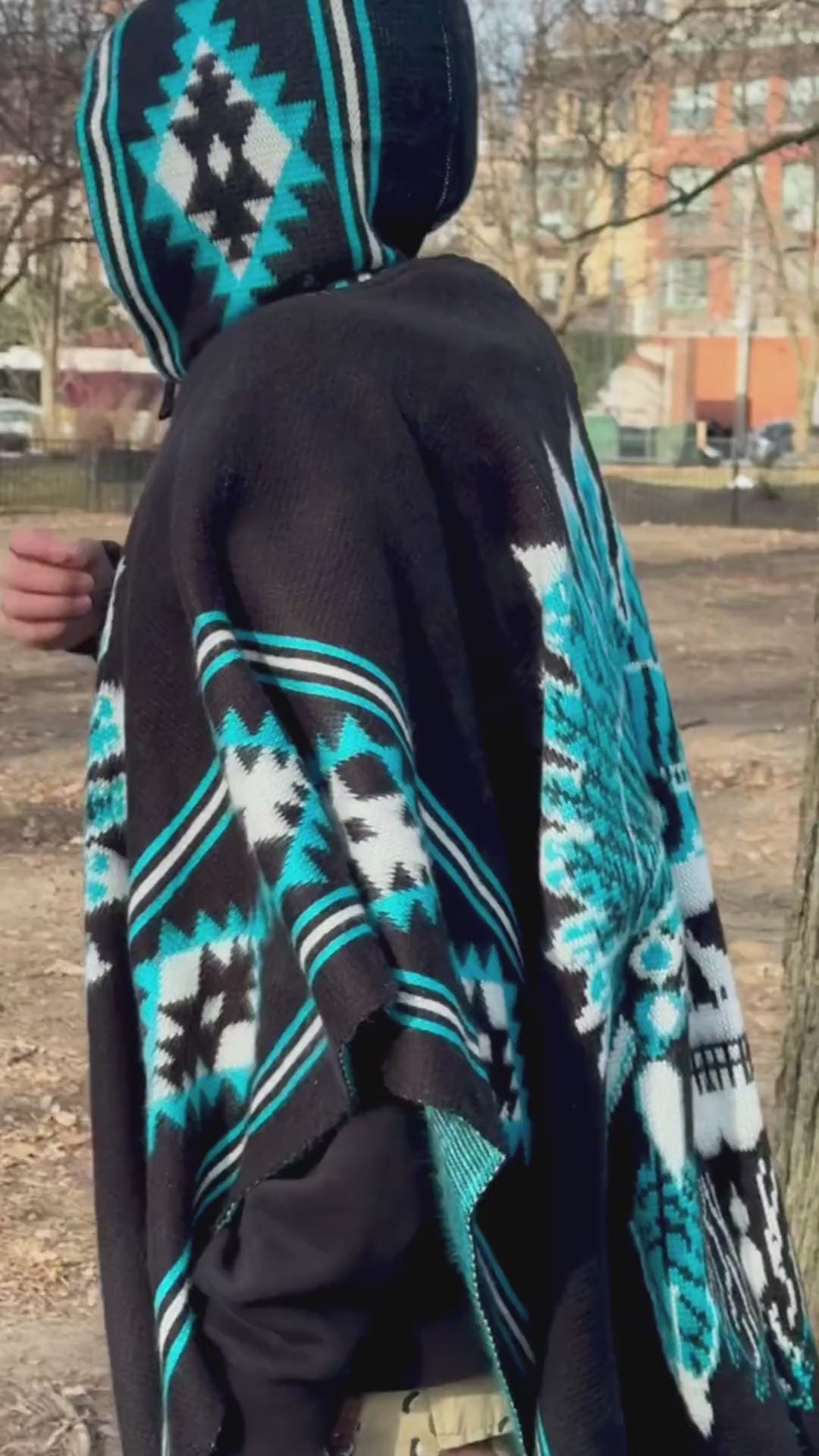 WARRIOR SKULL - Brushed Wool Poncho